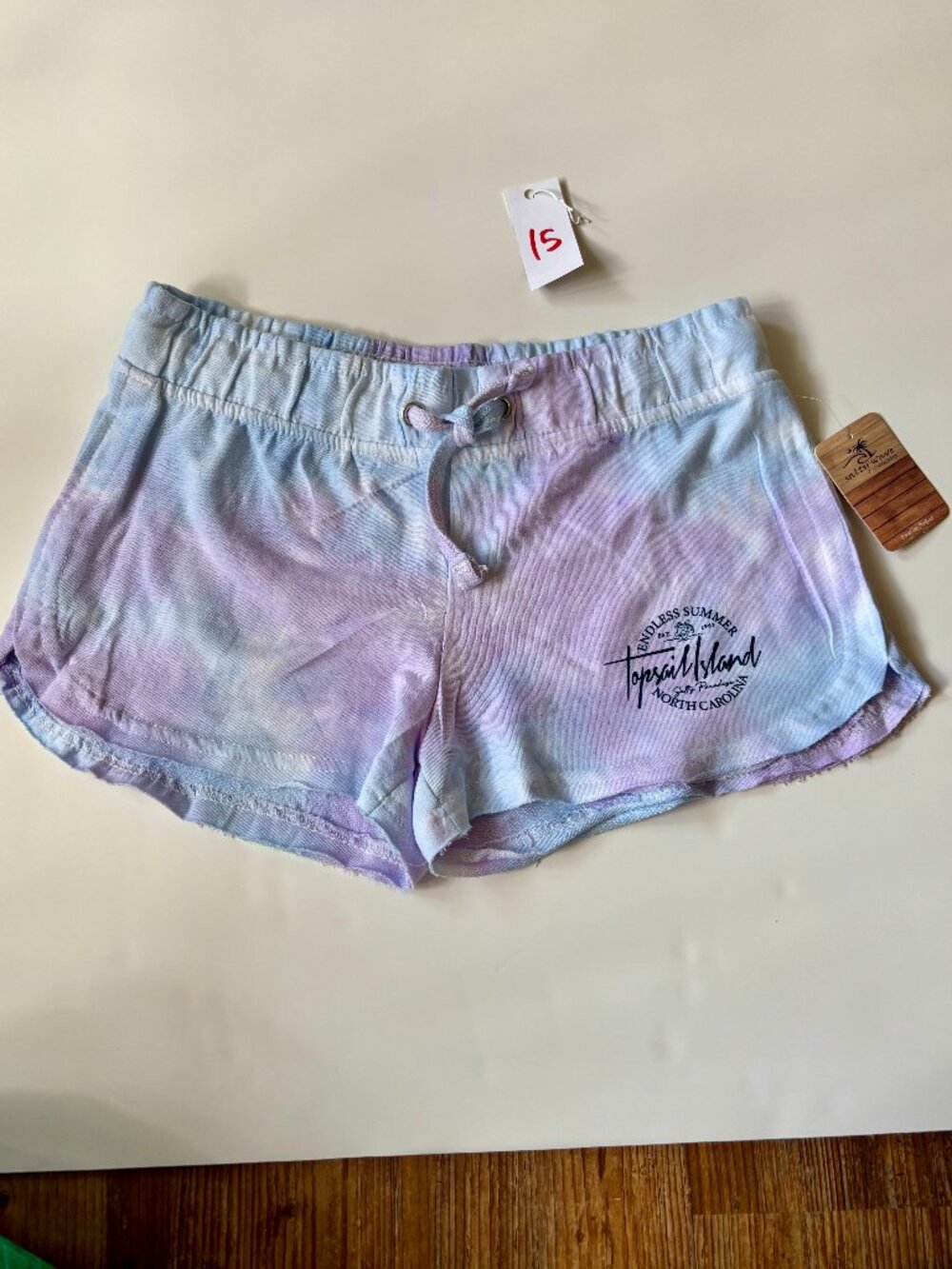 Beachy light blue and purple tie-dye sweatshorts size L *New with tags*